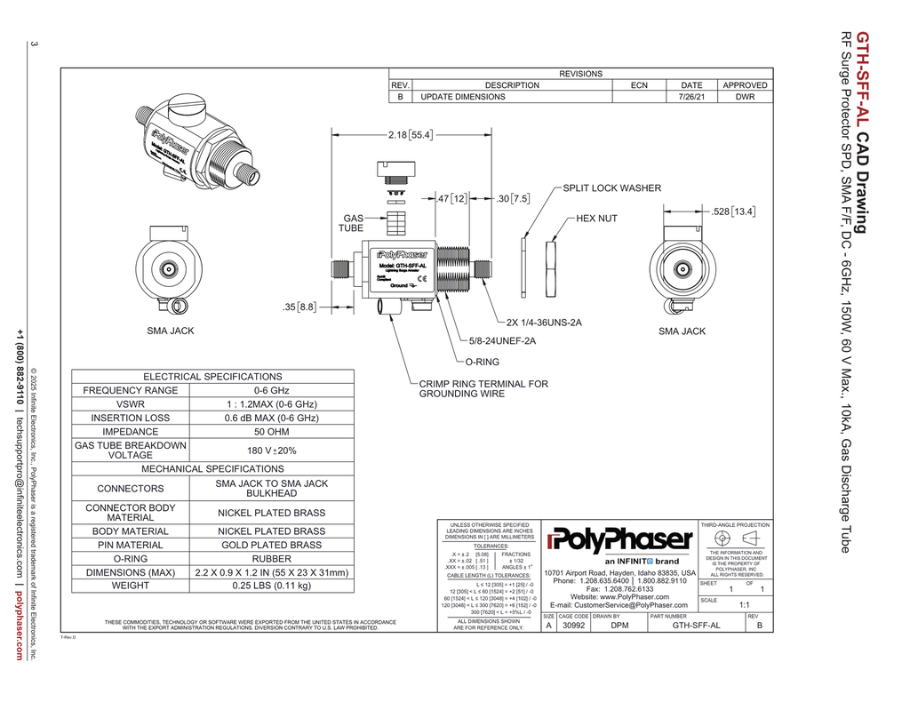 PolyPhaser GTH-SFF-AL official CAD drawing