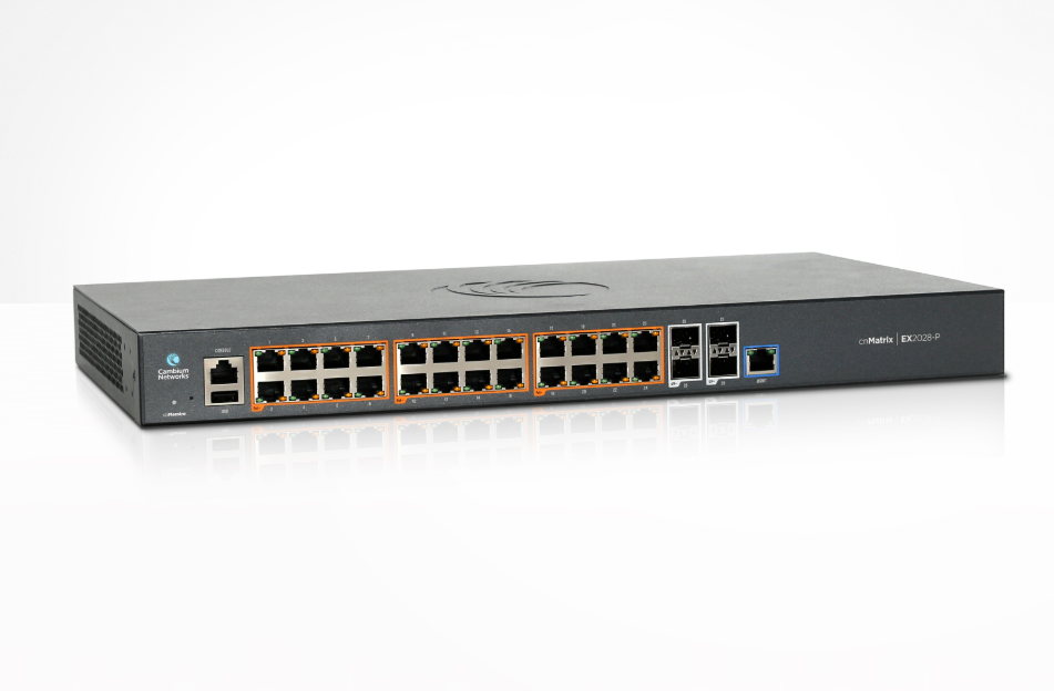 Cambium Networks MX-EX2028PxA-0 cnMatrix EX2028-P, Intelligent Ethernet PoE Switch, 24 1G and 4 SFP+ fiber ports